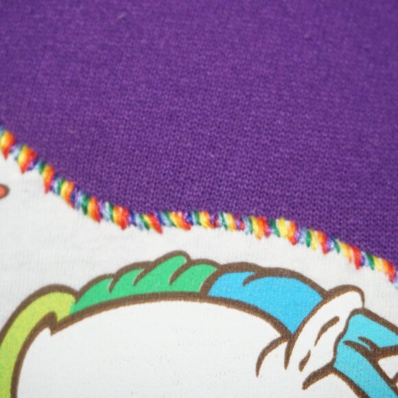 Vintage 80s Rainbow Brite Reworked Star Patch Raglan Sweatshirt - Picture 5 of 11